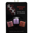 Kheper Games Metallic Sex Dice Foreplay Game packaging featuring three colorful dice for playful intimacy.