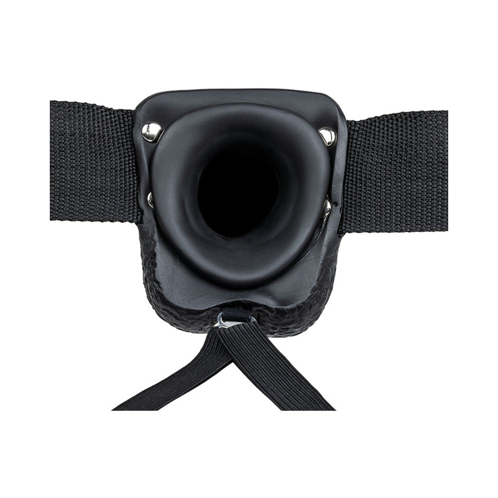 RealRock Realistic 9 inches Vibrating Hollow Strap-On With Balls Black