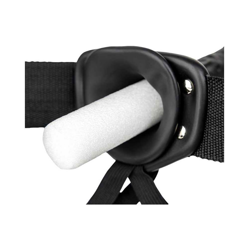 RealRock Realistic 8 inches Vibrating Hollow Strap-On Black
