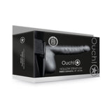 Ouch! Ribbed 8 inches Hollow Strap-On with Balls Gunmetal