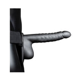 Ouch! Ribbed 8 inches Hollow Strap-On with Balls Gunmetal