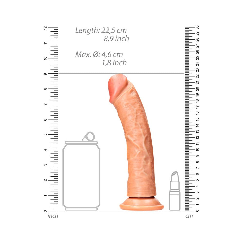RealRock Realistic 8 inches Curved Dildo With Suction Cup Tan