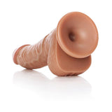 RealRock Realistic 6 inches Curved Dildo With Balls and Suction Cup Tan