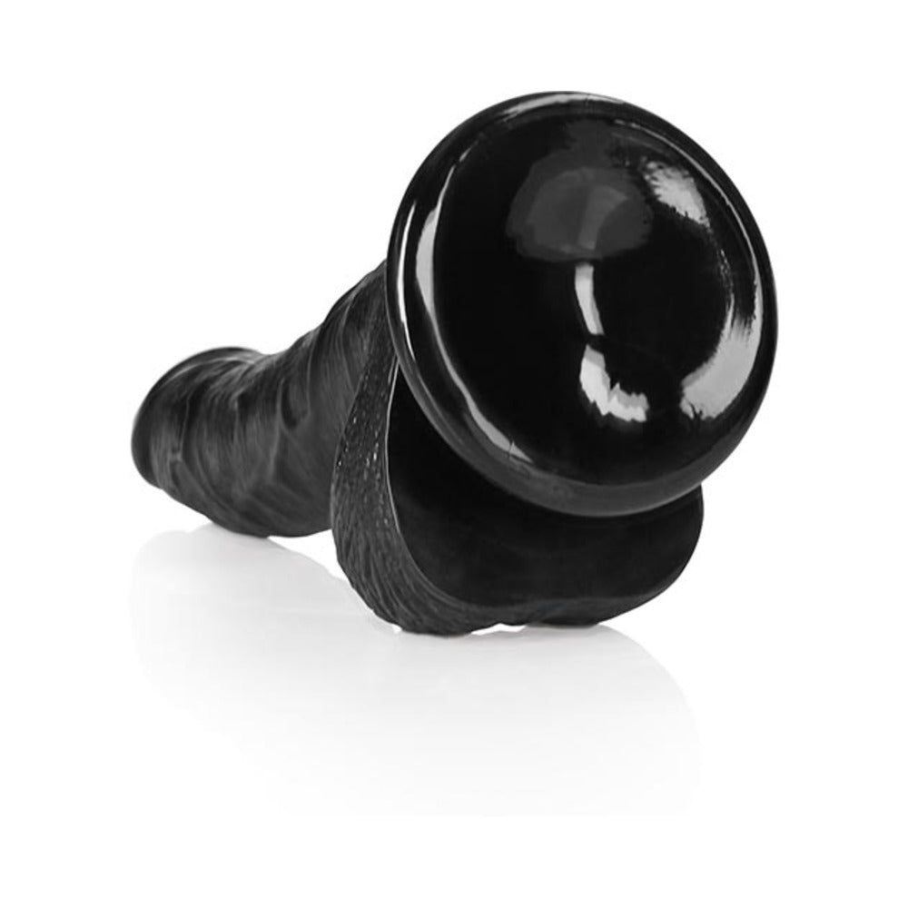 RealRock Realistic 7 inches Curved Dildo With Balls and Suction Cup Black