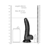 RealRock Realistic 7 inches Curved Dildo With Balls and Suction Cup Black