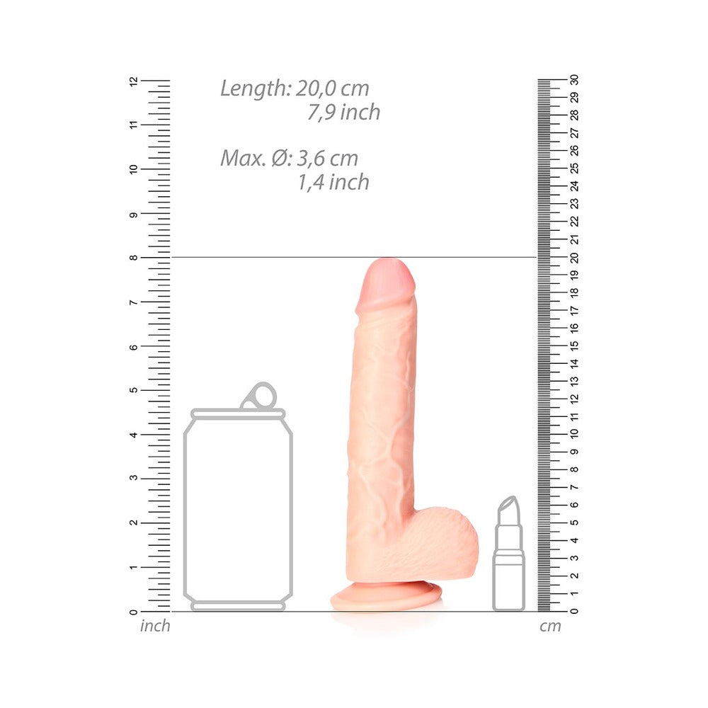 RealRock Realistic 7 inches Straight Dildo With Balls and Suction Cup Beige