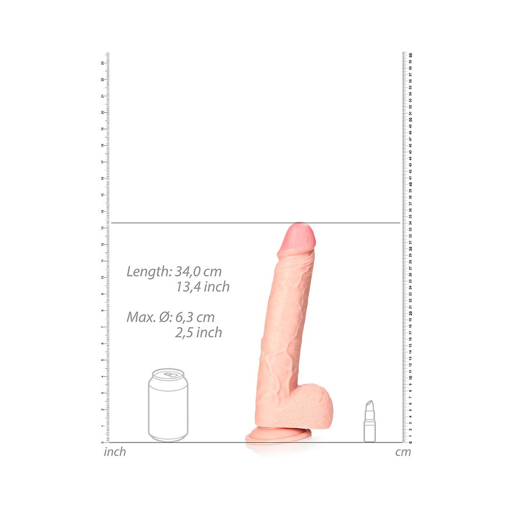 RealRock Realistic 12 inches Straight Dildo With Balls and Suction Cup Beige