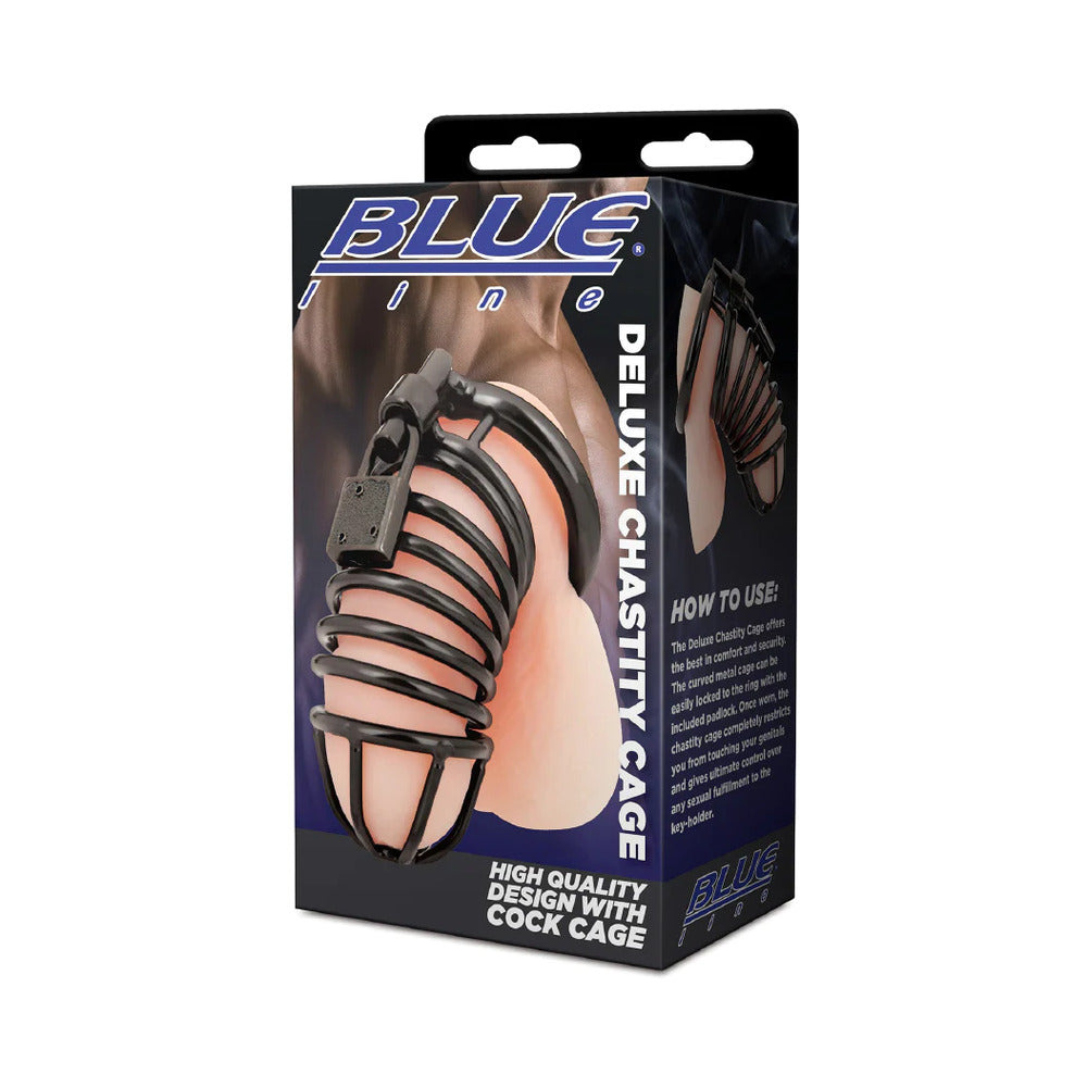 Blue Line Deluxe Chastity Cage Black