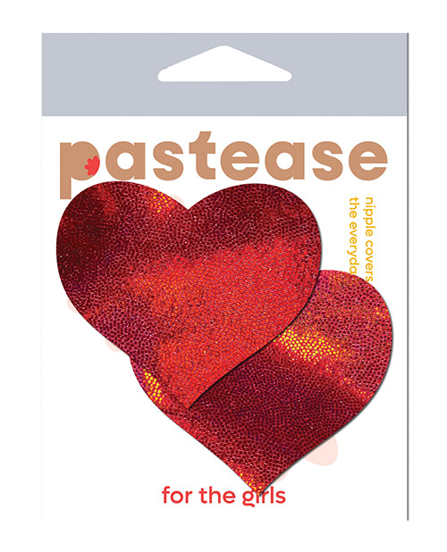 Pastease Love Liquid Heart Red Nipple Pasties packaging featuring two heart-shaped red nipple covers.
