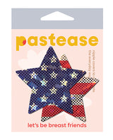 Pastease Glitter Patriotic Star Red Blue OS featuring sparkling star-shaped nipple covers in red and blue.