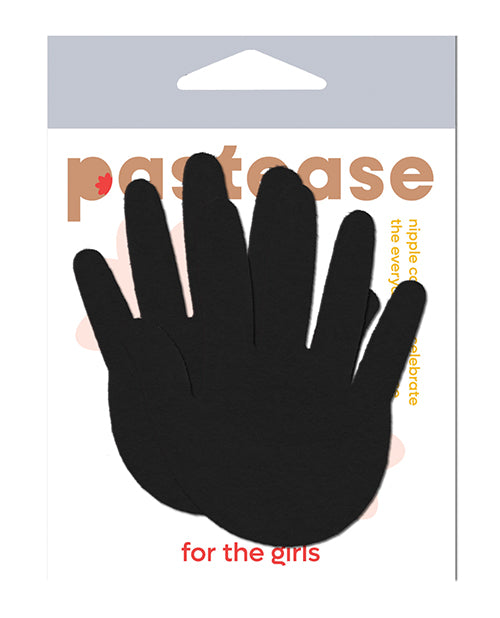 Pastease Hands Nipple Pasties Black One Size pack featuring playful hand-shaped pasties in sleek black.