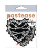 Pastease Premium Barbed Wire Heart Reflective Black OS packaging featuring bold black hearts with barbed wire design.