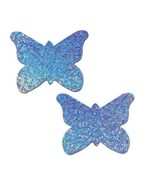 Pastease Premium Glitter Butterfly Pasties Blue, shimmering blue glitter butterfly pasties for stylish coverage.