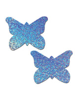 Pastease Premium Glitter Butterfly Pasties Blue, shimmering blue glitter butterfly pasties for stylish coverage.