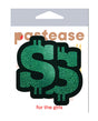 Pastease Premium Glitter Dollar Sign Green OS displayed on packaging with glittery dollar signs design.