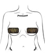 Pastease Premium Pound Town Glitter Black pasties displayed on an outline of a body, showcasing their playful design.