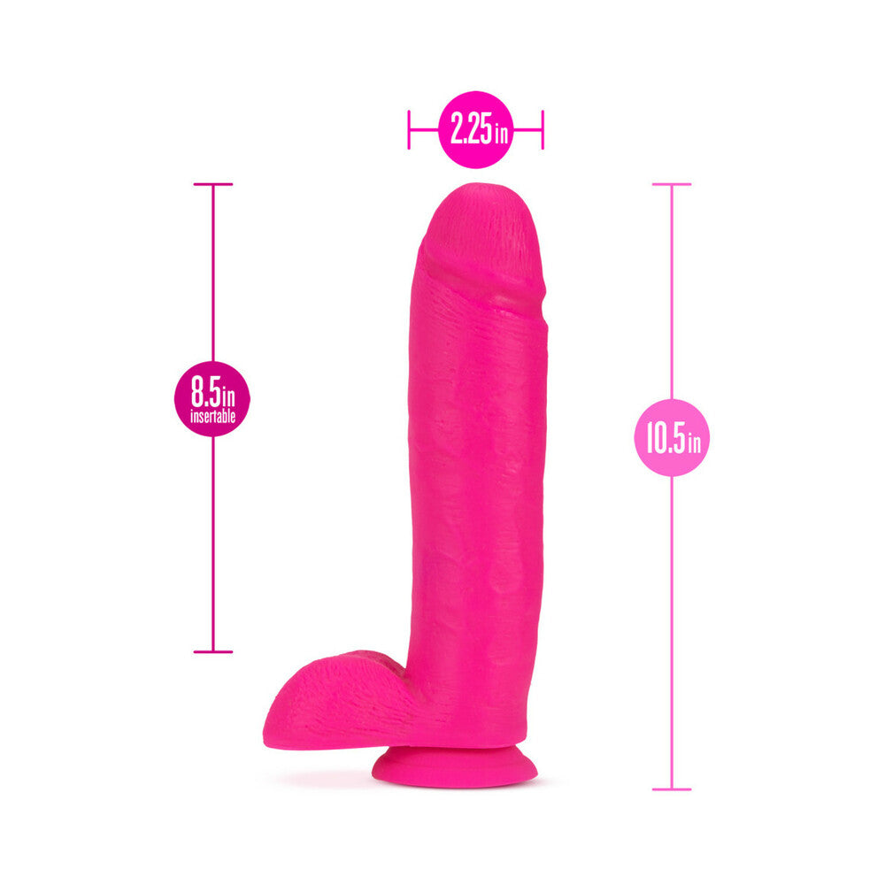 Neo 10 inches Dual Density Dildo with Balls Neon Pink