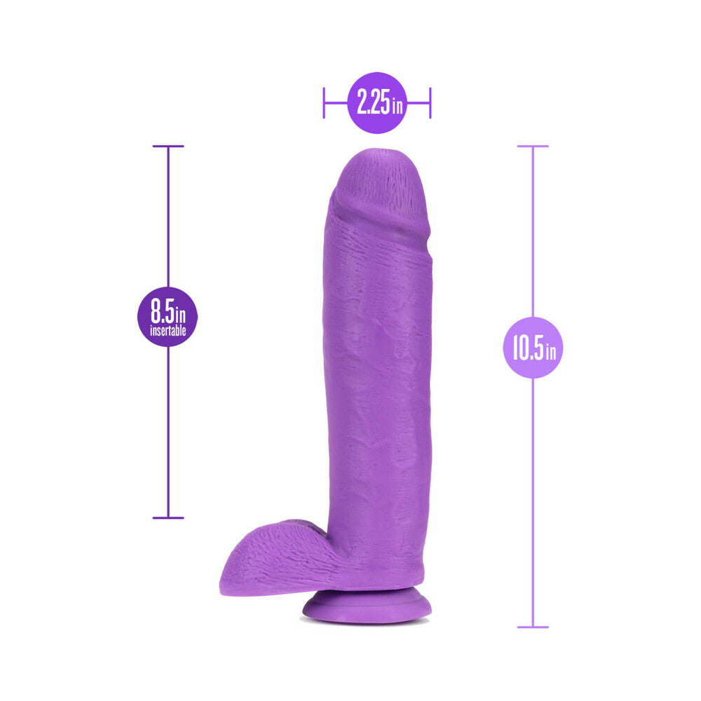Neo 10 inches Dual Density Dildo with Balls Neon Purple