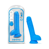 Neo 9 inches Dual Density Dildo with Balls Neon Blue