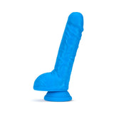 Neo 9 inches Dual Density Dildo with Balls Neon Blue
