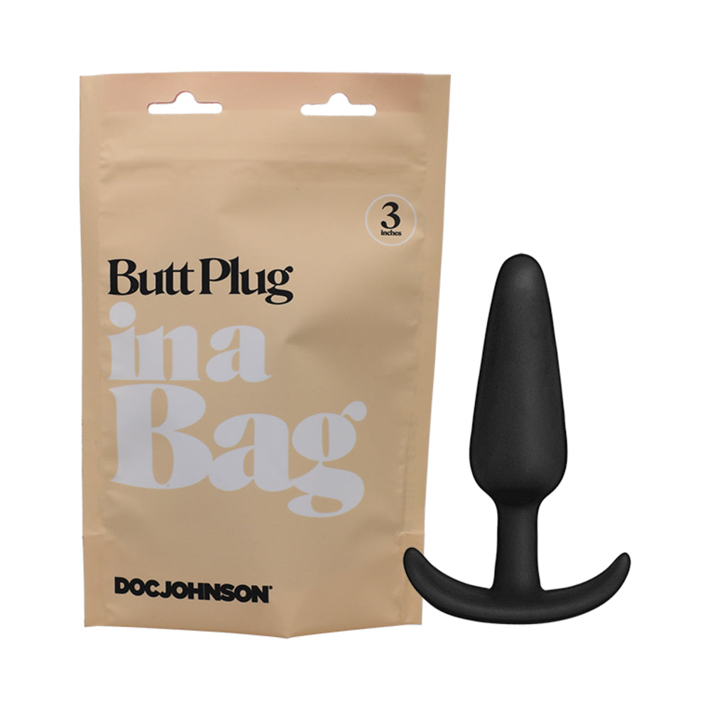 Doc Johnson Butt Plug In A Bag 3 inches Silicone Black