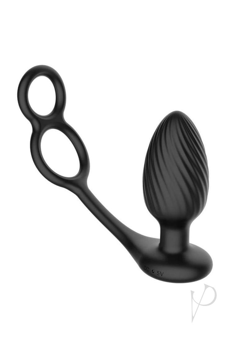 Nexus Tornado Rotating Butt Plug and Cock Ring Black for intense pleasure and stimulation.
