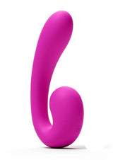Gold-n-Dreams Maria Rechargeable Silicone Vibrator Fuchsia on a white background, showcasing its sleek design and vibrant color.