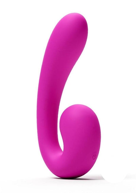 Gold-n-Dreams Maria Rechargeable Silicone Vibrator Fuchsia on a white background, showcasing its sleek design and vibrant color.