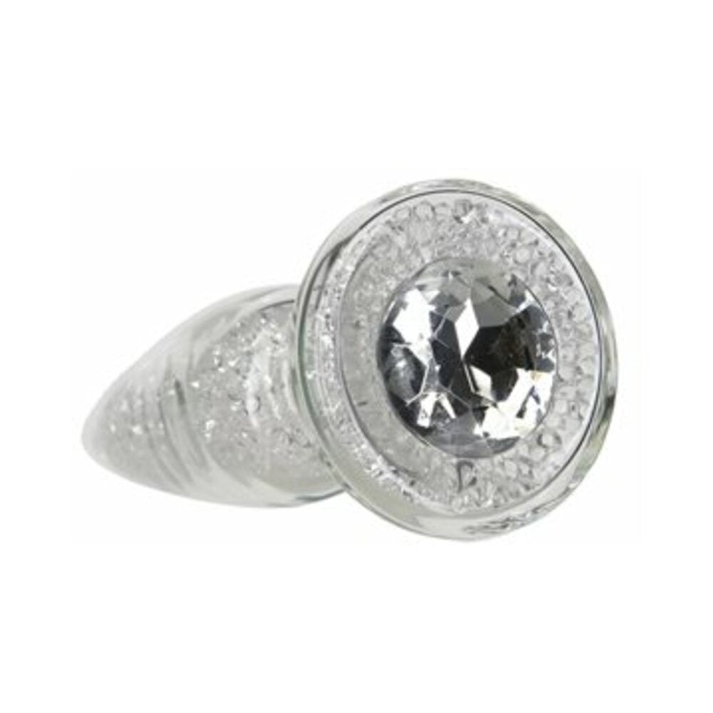 Pillow Talk Fancy Glass Anal Plug with Glitter and Gem Base