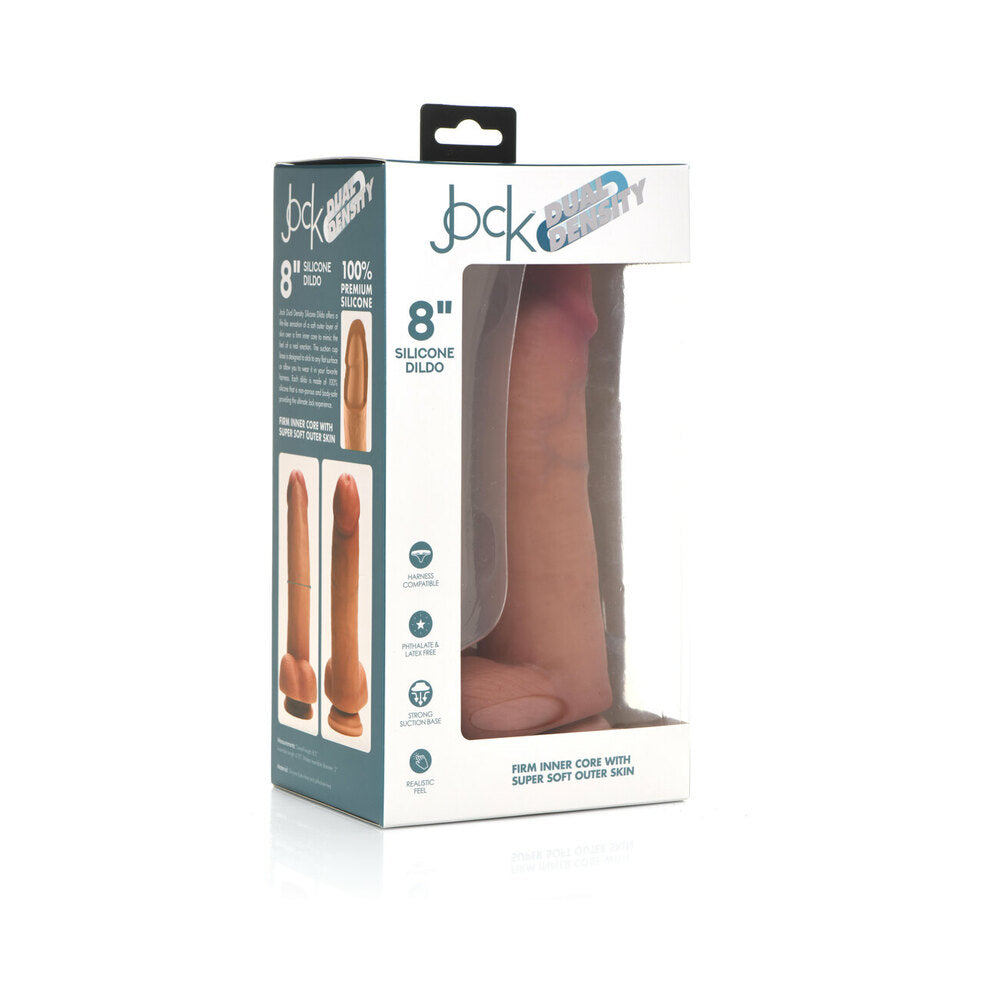 Curve Toys Jock Dual Density 8 inch Silicone Dildo with Balls & Suction Cup Light