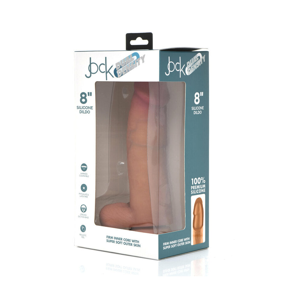 Curve Toys Jock Dual Density 8 inch Silicone Dildo with Balls & Suction Cup Light