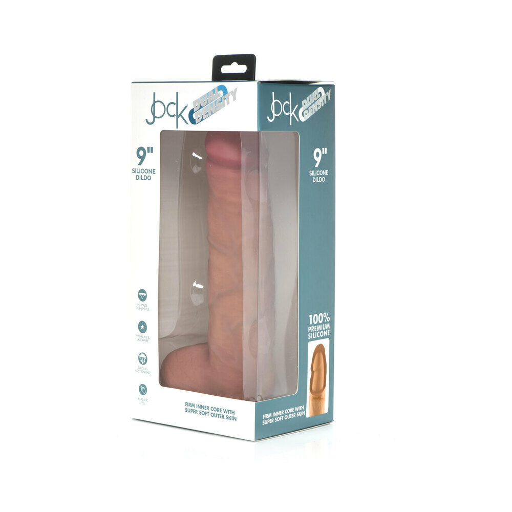 Curve Toys Jock Dual Density 9 inch Silicone Dildo with Balls & Suction Cup Light