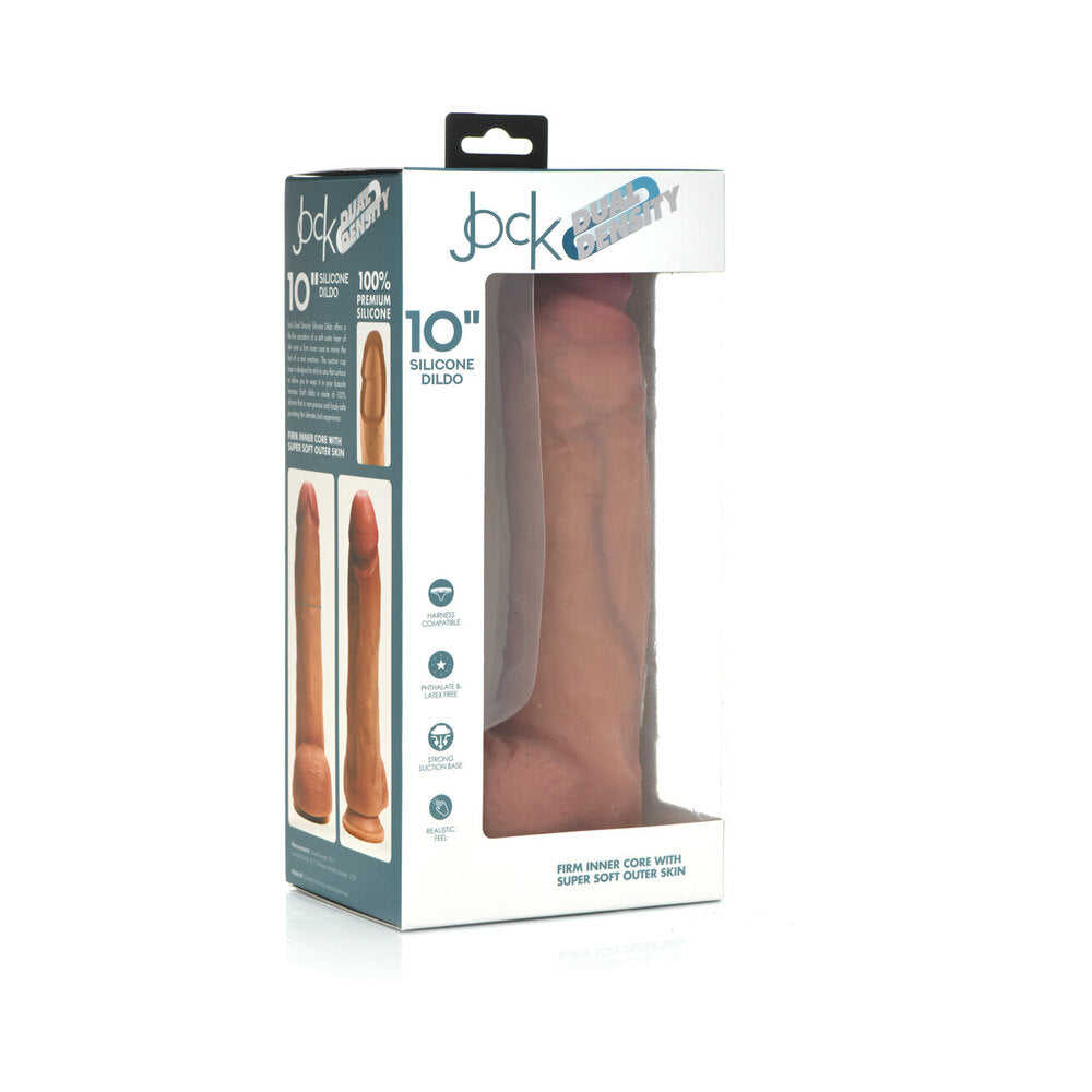 Curve Toys Jock Dual Density 10 inch Silicone Dildo with Balls & Suction Cup Light