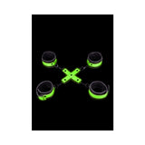Ouch! Glow in the Dark Hand & Ankle Cuffs With Hogtie Set Neon Green