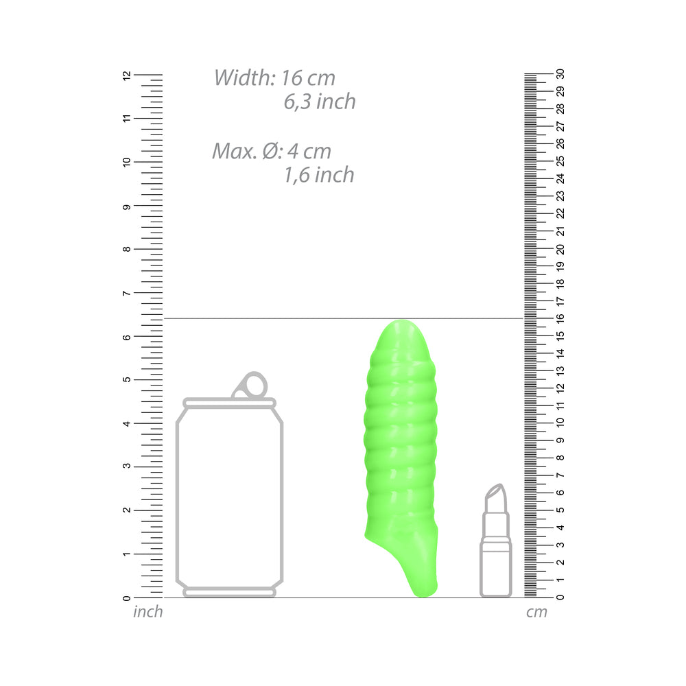 Ouch! Glow in the Dark Swirl Thick Stretchy 6.3 inches Penis Sleeve Neon Green
