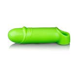 Ouch! Glow in the Dark Smooth Thick Stretchy 6.3 in. Penis Sleeve with Foreskin Details Neon Green