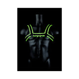 Ouch! Glow in the Dark Bonded Leather Chest Bulldog Harness Neon Green S/M