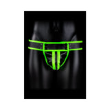 Ouch! Glow in the Dark Bonded Leather Striped Jock Strap Neon Green L/XL