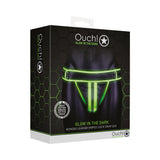 Ouch! Glow in the Dark Bonded Leather Striped Jockstrap Neon Green S/M