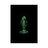 Ouch! Glow in the Dark Glass Anal Plug Clear/Green Medium