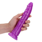 RealRock Glow in the Dark Slim 9 inches Dildo Neon Purple