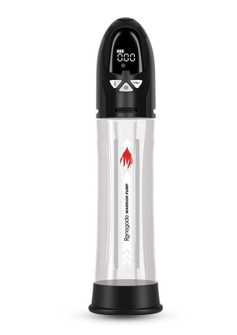 Renegade Warrior Rechargeable Pump Black with digital controls and transparent body design.