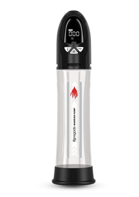 Renegade Warrior Rechargeable Pump Black with digital controls and transparent body design.