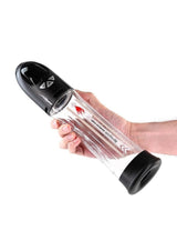 Hand holding the Renegade Warrior Rechargeable Pump Black, showcasing its innovative design and features.