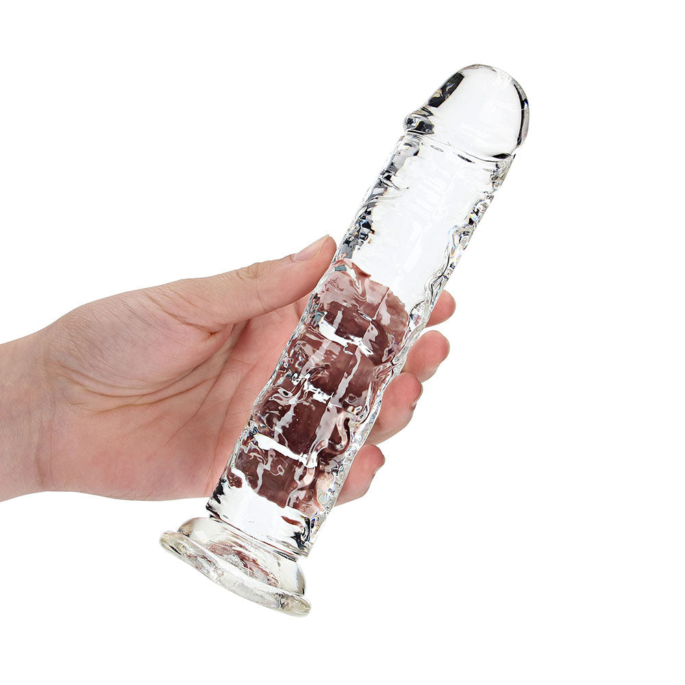 RealRock Crystal Clear Straight 8 inches Dildo Without Balls Clear