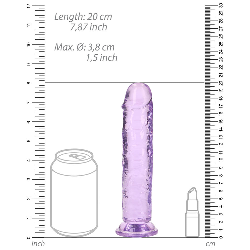 RealRock Crystal Clear Straight 7 inches Dildo Without Balls Purple