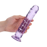 RealRock Crystal Clear Straight 8 inches Dildo Without Balls Purple
