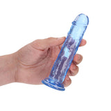 RealRock Crystal Clear Straight 6 inches Dildo Without Balls Blue