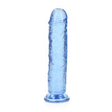RealRock Crystal Clear Straight 7 inches Dildo Without Balls Blue