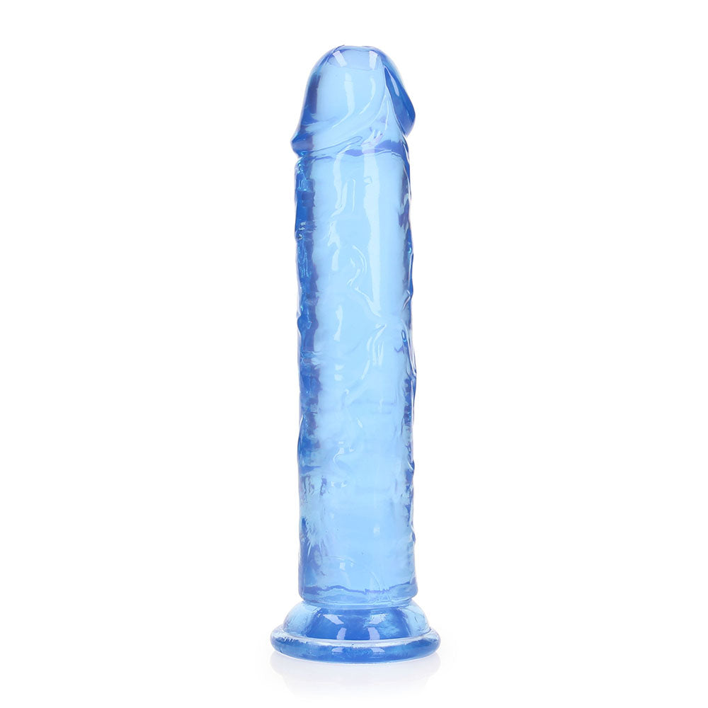 RealRock Crystal Clear Straight 8 inches Dildo Without Balls Blue